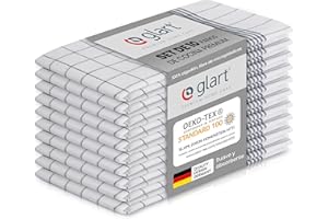 Glart 48KG2 juego de 10 paños de cocina paños de cocina paños de cocina paños de cocina, 50x70 cm, 100% algodón OEKO-TEX, cuadros grises, prelavados