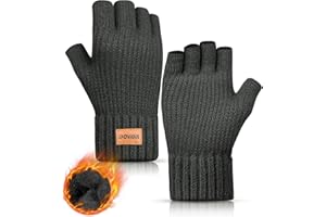 DOVAVA Guanti Uomo, Guanti Touch Screen Guanti a Maglia Uomo Nero Grigio Scuro e kaki con Fodera Morbida
