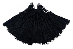 Makhry 100pcs 13cm/5 Inch Silky Floss bookmark Tassels with 2-Inch Cord Loop and Small Chinese Knot for Jewelry Making, Souvenir, Bookmarks, DIY Craft Accessory(Black)