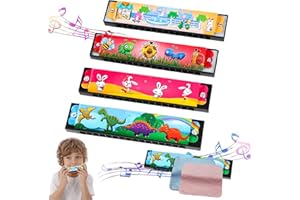 OHSN Bambini Armonica Armonica Giocattolo Armonica A Bocca Bambini Cartone Animato Di Armonica Armonica Per Principianti 16 Fori Bambini Armonica Simpatica 4 Pezzi E 2 Salviette Adatto Per Principianti
