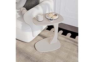 sugodesign Beistelltisch Couch mit Rollen, Kleiner Beistelltisch C-Form, Sofatisch in stylischem Sandbeige, Kleiner Couchtisch fürs Wohnzimmer, ideale Ablagefläche für Laptops, Tassen - Norma