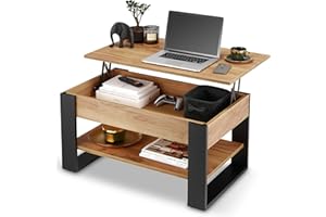 defiPad Table Basse Relevable avec Rangement – Table de Salon Moderne Industriel – Coffee Table avec Étagère et Compartiment Caché – Fabriquée en Europe – Plateau Réglable 45-61 cm (Noir + Chêne)