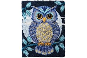 SKTWOE Strickteppich für Erwachsene, Kinder, Anfänger, handgefertigt, Eule, Basteln, Stickteppich, Heimdekoration, Handwerk, Geschenk, 52 cm x 38 cm