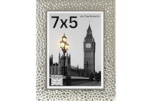 CLAY ROBERTS Picture Frame 7 x 5, Silver, Freestanding and Wall Mountable, 13 x 18 cm, 7x5 Picture Frames, Silver 5x7 Photo Frames, 7x5 Photo Collage Gallery Display