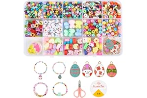 EPHOSHI Clay Beads Bracelet Making Kit,Colorful Polymer Clay Beads for Jewelry Making, Friendship Bracelets Making Kit for Kids, Complete Clay Beads Set with Tools