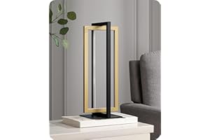 EDISHINE LED Bedside Lamps, Dimmable Table Lamp, Touch Lamp for Bedroom Living Room Office, 3 Colour Temperatures, 180° Square Rotatable Light Frame,Golden