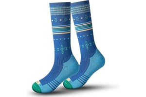 RAHHINT Calcetines de esquí para niños, calcetines de lana Merino para niños y niñas, calcetines de compresión transpirables hasta la rodilla acolchados gruesos OTC para deportes de invierno al aire libre