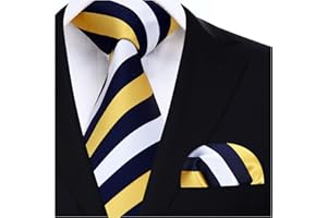 HISDERN Cravate Homme Mariage Cravate à Carreaux/Pied-de-poule et Mouchoir La Cravate des Hommes & Carre de poche Set