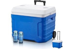 FOHERE Cooler, Nevera Portatil con Ruedas y Asa - 41L de Capacidad, Aislamiento Térmico de Espuma PU, Mantiene la Comida y Bebidas Frías hasta 92 Horas, Ideal para Camping, Playa y Picnics​