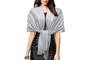 Gragengs Funken Metallic Pashmina Schals und Stola für Damen, Lange Party Tücher Einheitliche Farbe Zwei Töne
