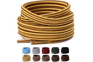 Olukssck Lacets Ronds pour Bottes [2 Paires], Lacets Renforcés et Résistants pour Chaussures de Randonnée et Chaussures de Sécurité, Chaussures de Marche ou de Travail - Ø 4 mm