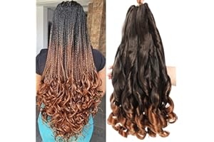 FIRSTCYH HAIR Francuskie loki, wstępnie rozciągnięte warkocze, 56 cm, 1B/30, luźne falowane, dla czarnoskórych kobiet (7 opakowań)