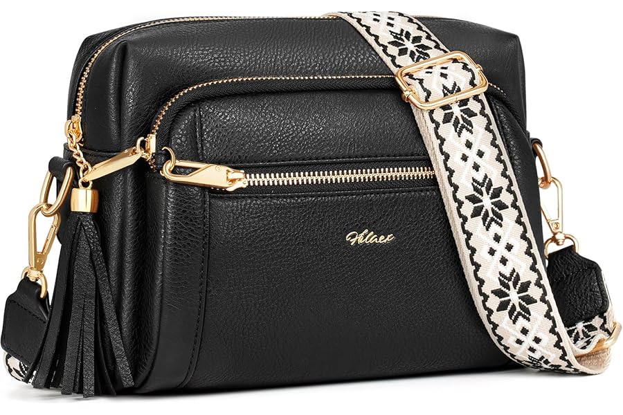 HILAEX Women's Cross Body Bags, Crossbody Bags for Women with Anti-Theft Function 4 Zip Compartments Women Shoulder Handbags with Adjustable Wide Strap