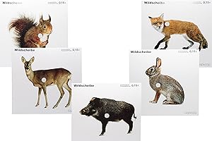 OAKWOOD Zielscheiben 14x13.5 oder 17x17 | Verschiedene Motive | Luftgewehr Pistole Softair Airsoft CO2 Schießscheibe für Kugelfang 50/100/150 Stück (14x13.5, Wildmotiv (50))