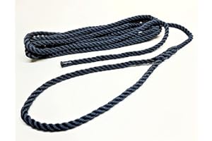 Rota Marine Corde d'amarrage flottante 3 brins Bleu marine et noir 12 mm 14 mm, bleu marine, 12mm 6mt