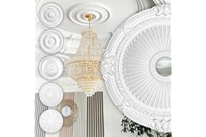 Rosetón de estuco HEXIM Perfect - gran selección de rosetones de techo de espuma dura de PU, robusto, elemento decorativo (B3074 - Ø 700 mm) Medallón de borde de araña para decoración