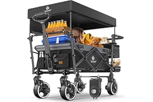 KESSER® Bollerwagen Faltbar GTS-9100 mit Dach Handwagen Transportwagen klappbar belastbar bis 150kg mit Hartgummi-Räder & Feststellbremsen Vorne/Hinten Inkl. Schloss, Abdeckung, Wetter & Sichtschutz