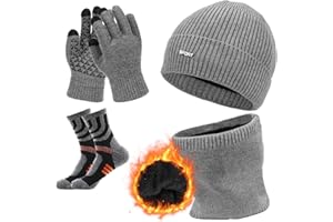 Aicerous®3 in1 Inverno Berretto Scaldacollo Guanti Set, Cappello Invernali Sciarpa Set, Cappelli Caldo Scaldacollo Touch Screen Guanti, con fodera in pile, morbido e delicato sulla pelle