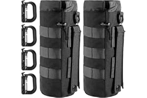 MUCHER Juego de 2 soportes tácticos para botellas Molle con 4 ganchos, para exteriores, senderismo, caza, camping, entrenamiento