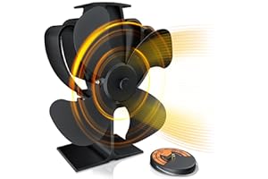 ‎BRANDSON Brandson - wärmebetriebener Kaminventilator - Ofenventilator - Lüfter für Kaminöfen Holzöfen Öfen - 4 Flügel Rotorblätter – Rotordurchmessser 180mm – Wärmeverteiler ohne Strom – schwarz