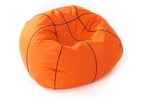 Lumaland Beanbag Puff Pelota de Baloncesto - Sofa Grande Adulto, Infantil & Gamer para Comodidad Total - Sillón de Relax con Costuras Reforzadas y Relleno de Perlas EPS - 90x90x50 cm / 170 lt