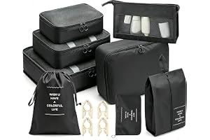 8 set kompressionsförpackningskuber med 4 set hopfällbara hängare, lätta resebagage packningsväskor för kläder, skor och toal