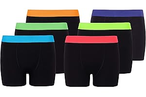 BAMU Boys Classic Boxer Shorts 6 and 12 Pack Combed Cotton Blend Designer Trunk Boxers Underwear 5Years - 13 Years