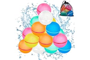 Pilikoll 16 Pcs Reusable Water Balloons Self Sealing Magnetic Water Balls Silicone Refillable Water Balls Magnetic Water bombs Mini Silicone Water Balloons Toy for Adults Summer Games