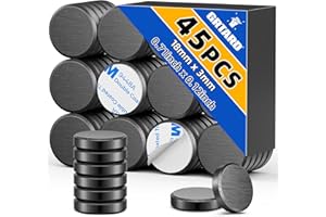 Grtard 45er-Pack Keramikmagnete für Heimwerken, Wissenschaft, Hobbys, Projekte, Scheibenmagnete mit selbstklebender Rückseite, flache runde Ferrit-Industriemagnete