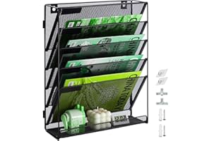 IOUGDSEC Porte-fichiers mural à suspendre - En maille A4 - Support mural pour fichiers, magazines, documents, courriers, magazines, courrier - Bac à courrier - Organiseur de fichiers de bureau (1