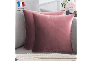 Douceur De Plumes Lot de 2 Housse de Coussin Terracotta Rose Blush Velours 45x45 cm Uni, Taie d'oreiller Carré Doux et Moderne pour Salon Scandinave, Terre de Sienne Canapé (2 Terracotta Rose Blush)