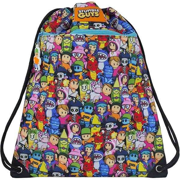 PRESTIGE & DELUXE Stumble Guys Étui à Rabat Ovale Avec Fermeture éclair - Couleur Unie Pool Over- + Porte-clé Sifflet Et Stylo Coloré, Multicolore