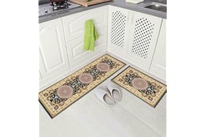 LXTOPN Kitchen Rug Non-Slip Kitchen Mat Sets,Hallway Runner For Washable Kitchen Rugs Mat with Natural Rubber Backing,Door Rug Set. (BS1, 43x75cm+43x150cm)