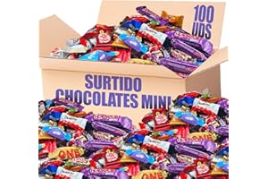IAMI +100 Unidades Surtido de Mini Chocolates | Regalo Original Caja Gourmet Chocolates MINI I Versiones Miniatures de Kit Kat, Toblerone, Kinder Bueno, Twix, Snickers, Kinder Chocolate, Shochobons y Mars