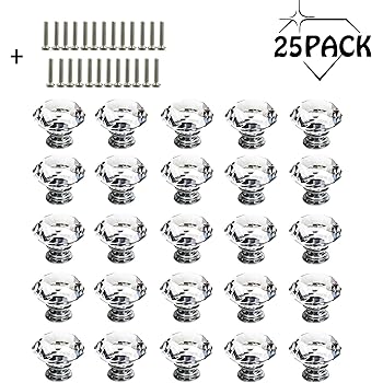 Schubladenknöpfe Möbelknöpfe Kristall - 25 Stück 30 mm Schrank Knöpfe