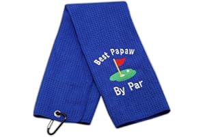 LEVLO Dad Golf Towel Embroidered Golf Towel Gift Golf Father Gift Best Grandpa/Papa/Pops/Grampy/Papaw/Opa by Par Golf Towel with Clip (Best Papaw)