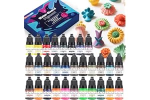 RBLEOTE Farbpigmente Für Gießpulver 30 Flaschen 30 Farben 5ml Gießpulver Farbe Pigment Auf Wasserbasis Für Modellbau DIY & Kreativprojekte Handwerk