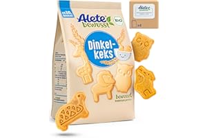 Alete bewusst Bio-Dinkelkeks (4x125 g) - Knusprige Dinkelkekse für Babys, Ohne Palmöl, Ab dem 10 Monat