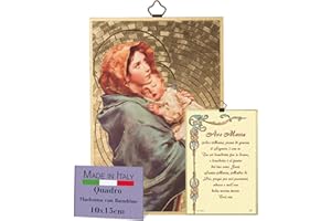 F.LLI BONELLA Fratelli Bonella – Bild Madonna mit Kind und Ave Maria auf Italienisch – Bild aus MDF aus Pappel – Bild Madonna Schlafzimmer 8 mm x 10 cm x 15 cm Made in Italy