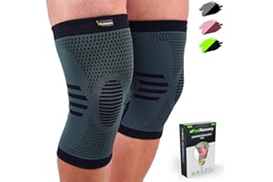 Feel Recovery 2 Ginocchiere Sportive per Uomo e Donne - Tutore per Ginocchio a Compressione - Fascia Elastica per Menisco e Legamenti per Corsa, Sport e Lavoro - Traspiranti e Antiscivolo (M, Nero)
