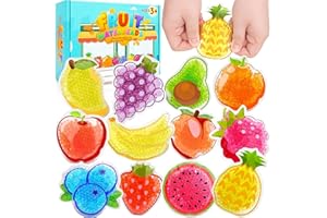 Richtim Fruit Sensory Water Beads: 12 Pack Sensory Bean Bag Water Beads for Kids and Adults, Fruit Sensory Bead Toys Sensory Toy Stress Anxiety Relief Toys for Autism, ADD, and ADHD