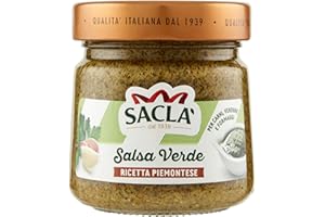 Saclà, Salsa Verde, Salsa a Base di Prezzemolo, Peperone Rosso e Capperi, Ideale per Antipasti o Secondi Piatti, Vaso Vetro, 190g, Confezione da 6 Pezzi