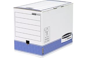 Fellowes Bankers Box - Caja de archivo definitivo automático, A4, 200 mm, 10 unidades, color blanco y azul