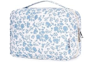 NARWEY Neceser colgante de viaje, organizador de cosméticos para mujer, impermeable (pequeña flor azul)