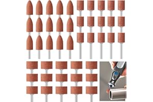 DNGH Punte abrasivo in corindone da 3 mm, con codolo abrasivo, montato, 45 pezzi, testa di lucidatura, punte abrasive per trapano abrasive, fusto da 1/8", per affilare, accessori per lucidatura abrasiva