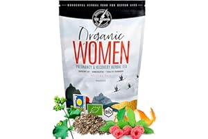 VITSTORM® BIO Tisana Foglie di Lampone & Alchemilla – Gravidanza, Post Parto, Allattamento – Infuso Rilassante Dolori Mestruali – Erbe Benessere Femminile – Aroma Arancia Lampone – Tè Sfuso 100g