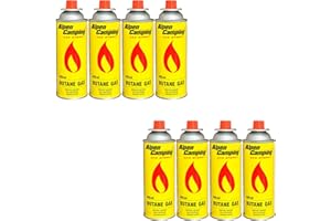 DS-Lux Alpen MSF-1a Lot de 8 cartouches de gaz isobutane de camping, 400 ml, 227 g, pour réchaud à gaz, réchaud de camping, chalumeau Bunsen
