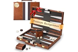 IPALAMILA Backgammon Set, Backgammon Set with Premium Leather Case,11 inch backgammon board game with Acrylic Playing Pieces & Wooden Dice Cups,Portable and backgammon travel sets for Adults and Kids