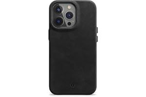 WIIUKA Etui do iPhone 15 Pro, skórzane etui z Niemiec, bardzo cienkie, etui premium na telefon komórkowy, Case, Qi, vintage czarne, SKMO1-IP15P-SC5