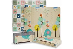 Buddy Baby - Tappetino da gioco per bambini, XXL, 180 x 200 cm, double face, resistente, imbottito, pieghevole, con borsa per il trasporto